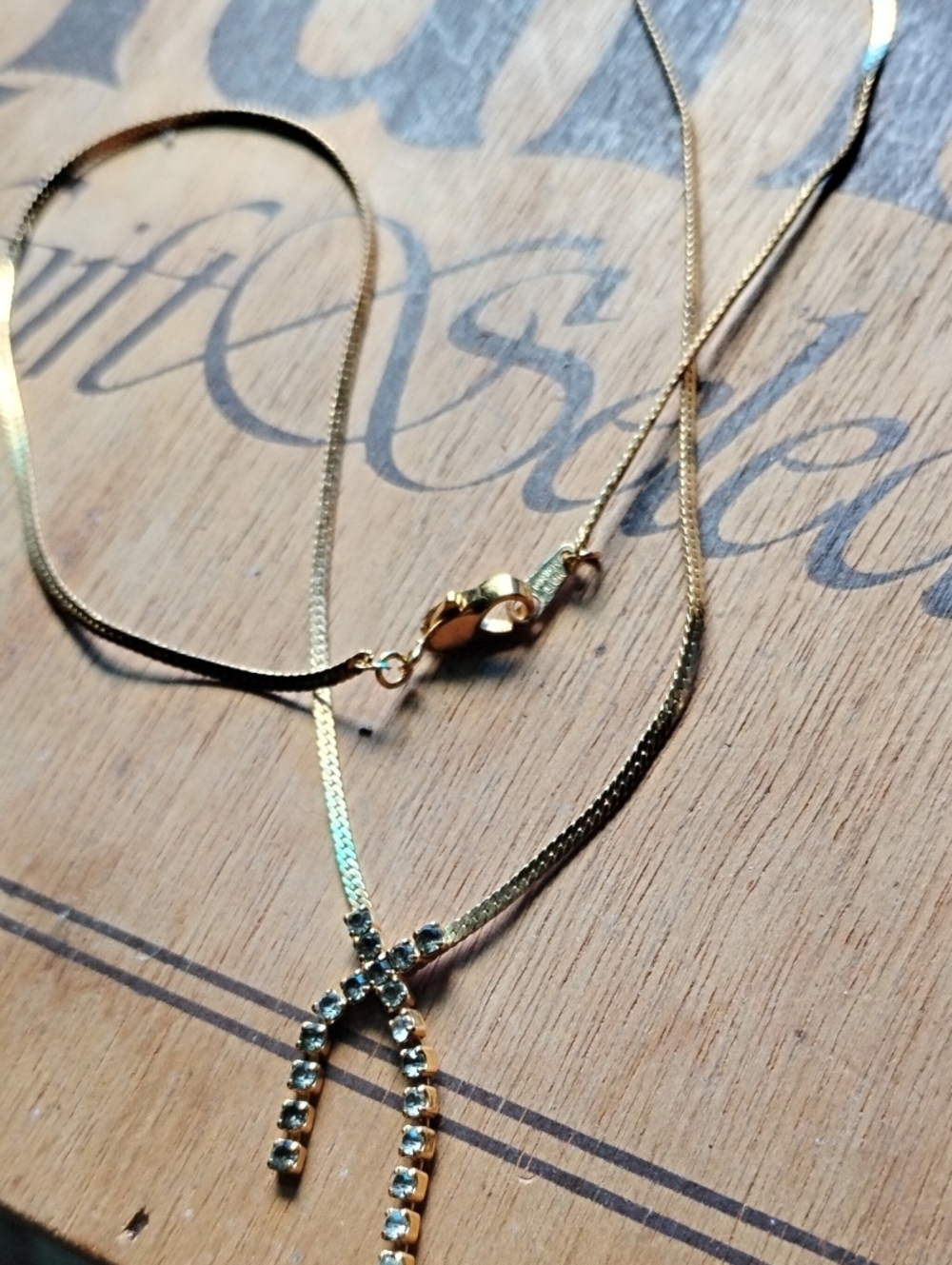 Gold Crystal Y-Style Pendant Necklace